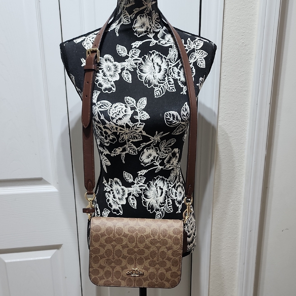 Coach Quinn Tan and Brown Crossbody Bag